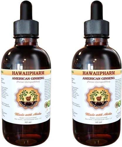 Hawaii Pharm Extracto líquido de ginseng americano, ginseng (Panax Quinquefolius) Suplemento de tintura de raíz seca, 2 x 2 onzas