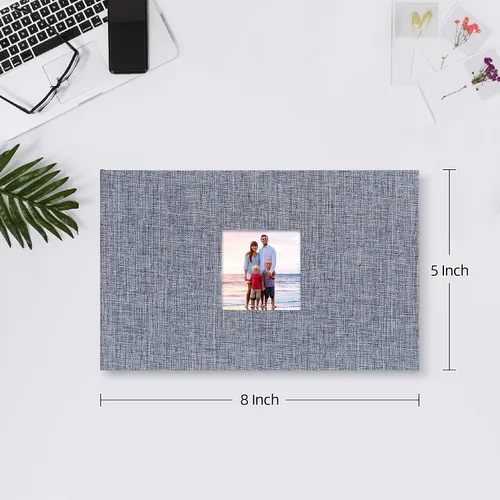 Miniatura 2 de Mublalbum Álbum de fotos pequeño de 4 x 6 pulgadas, 100 fotos, cubierta de lino, libro de fotos con bolsillos horizontales para boda, aniversario