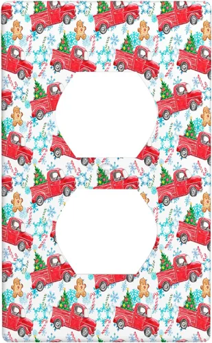 Miniatura 54 de Cubierta de interruptor de luz dúplex de 1 banda, cubierta decorativa de Navidad con copos de nieve rojos, placa frontal decorativa para cocina