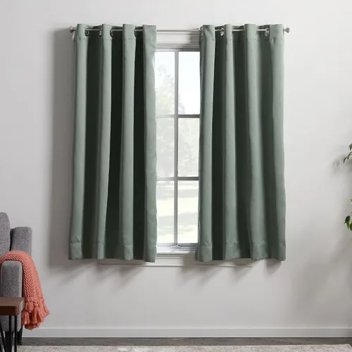 Miniatura 29 de Linenspa Juego de 2 paneles de cortinas 100% opacas, cortinas azul marino de 63 pulgadas de largo, aislamiento térmico, reducción de ruido