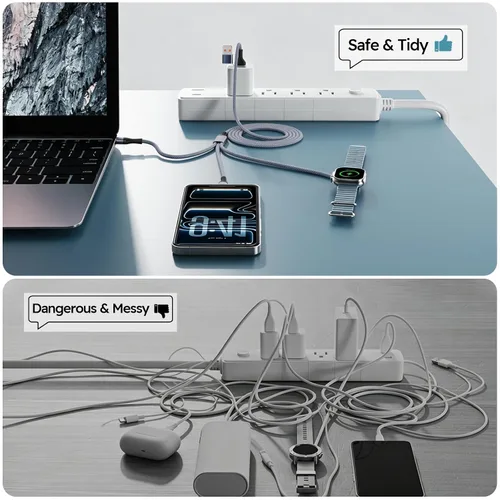 Miniatura 5 de Cruise Essentials - Cable de carga múltiple 3 en 2 para iPhone Watch Charger/iPhone 17/IP, iWatch Charger, Travel Camping Essentials compatible