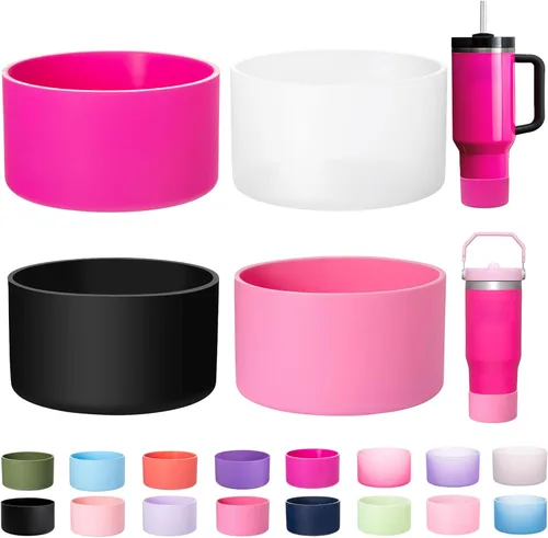 Miniatura 20 de LONPARRY Paquete de 4 fundas para botas Stanley Tumbler 40 30 oz Protector de fondo para Stanley Cup Quencher H2.0 Funda de silicona Stanley IceFlow