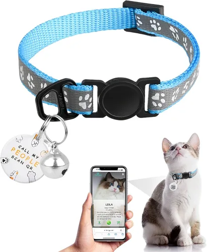 Miniatura 19 de Collar de Gato con Liberación de Seguridad con Etiqueta de Nombre de Código QR, Collares Reflectantes para Gatitos con Cascabel, Etiqueta