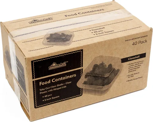 Miniatura 8 de Clamshell - Recipientes de alimentos herméticos de doble cierre de plástico, duraderos y de fácil agarre, recipientes para postres, restaurantes