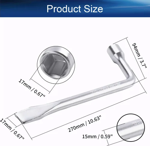 Miniatura 2 de Heyiarbeit Llave de llanta de repuesto de coche para Jack - L Tipo Hexágono 0.669 in Ranurado End Socket Herramienta de reparación 1pcs