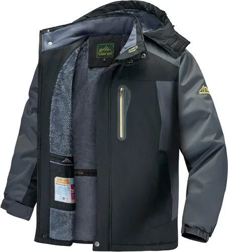Miniatura 8 de Chaqueta de esquí de invierno para hombre, cálida e impermeable, forro polar, abrigo de nieve con capucha y resistente al viento, impermeable