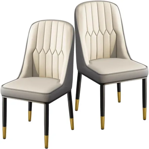 Miniatura 39 de YVYKFZD Juego de 2/4 sillas de comedor, sillas de cocina con respaldo y patas de metal, silla de comedor de piel sintética, silla auxiliar cómoda