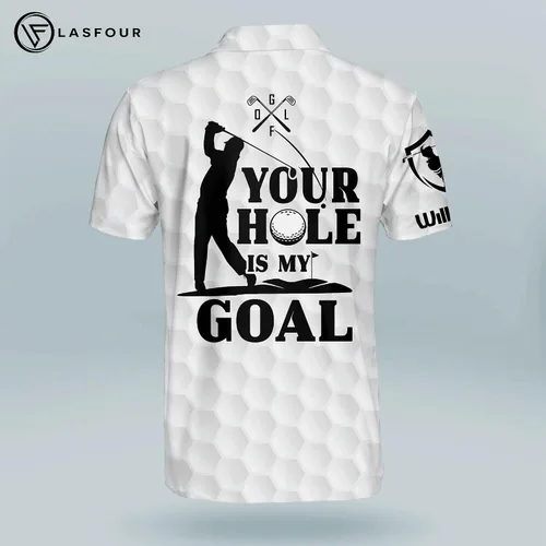 Miniatura 3 de Camisas de golf divertidas personalizadas para hombres Your Hole is My Goal camisas de golf para hombre manga corta Dri Fit polo ligero