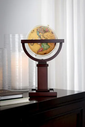 Miniatura 4 de Frank Lloyd Wright Mini Wright 6" Diámetro Globe, USA Cartografía con Bola de Globo Antiguo y Base de Madera Sólida. Una versión más pequeña