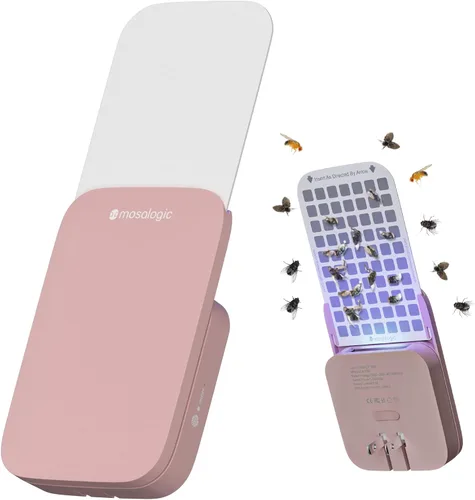 Mosalogic - Trampa para moscas y otros insectos enchufable, mata moscas de la fruta, atrapamoscas, atrapapolillas, atrayente UV, para 93 m² de Rosa