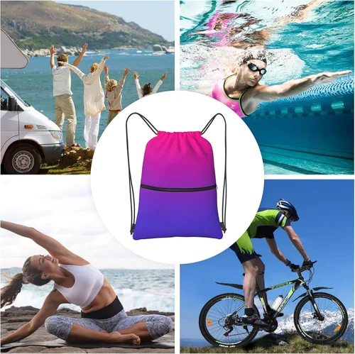 Miniatura 6 de Mochila deportiva con cordón ajustable, duradera, impermeable, ligera, para hombres y mujeres, Gradiente, Mochilas Tradicionales