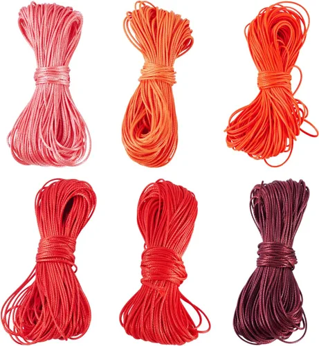 Miniatura 15 de 109 yardas de 0.020 in de color rosa encerado de poliéster para trenzar cuerda encerada de cuentas hilos para bricolaje pulsera de amistad, collar