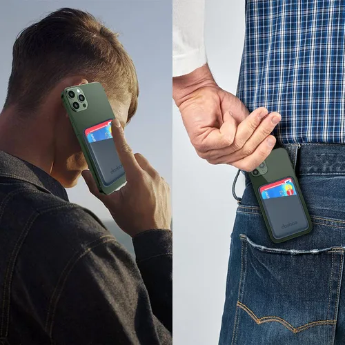Miniatura 3 de doeboe Tarjetero de cuero para la parte posterior del teléfono, funda de cartera fuertemente adhesiva, para todos los teléfonos inteligentes