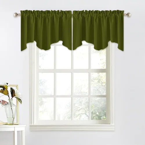 Miniatura 28 de NICETOWN Cenefa de ventana para dormitorio, ahorro de energía, bolsillo para barra, cenefa festoneada corta para ventana pequeña para lavandería