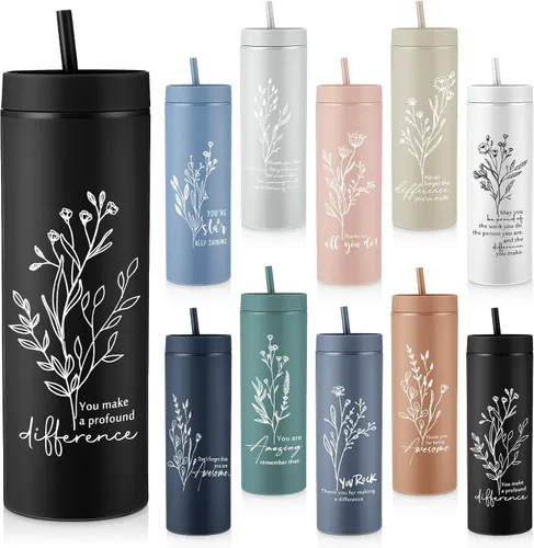 Miniatura 10 de Rtteri 10 tazas de agradecimiento de la semana de la CNA, regalos a granel de agradecimiento a los empleados, vasos delgados de plástico Negro