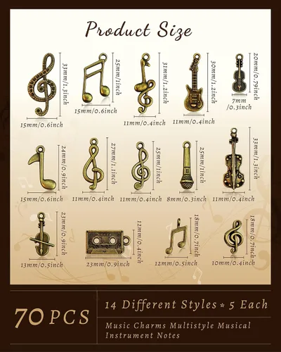 Miniatura 2 de JIALEEY Dijes de música multiestilo para instrumentos musicales, notas, símbolos, colgantes para collares, pulseras, aretes, fabricación de joyas