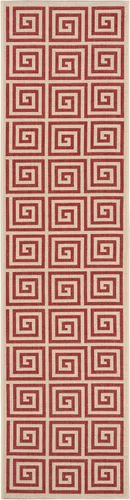 Miniatura 3 de SAFAVIEH Linden Collection - Alfombra lavable para exteriores, alfombra de pasillo de 2.2 x 8 pies, color rojo y crema, no desprende pelusa y fácil