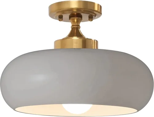 Miniatura 18 de Lámpara de Techo Verde Semiempotrada Vintage de Latón Antiguo Luz Empotrada Superior de Cristal Dorado Candelabro para Casa de Campo Armario Entrada