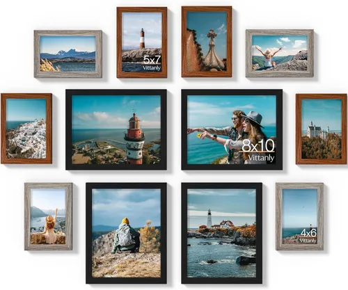 Miniatura 12 de Vittanly Paquete de 7 Marcos de Fotos, Marcos de Fotos Collage Decoración de Pared para Pared o Mesa, Múltiples Tamaños con 1 Pieza de 11x14