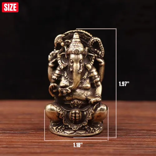 Miniatura 3 de Estatua de Ganesha de latón, estatua de Ganesha de latón, escultura de Dios de elefante hindú de 1.97 pulgadas, decoración y regalo de Diwali