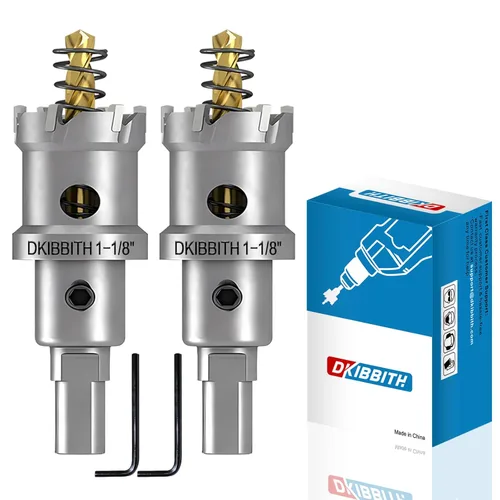 Miniatura 20 de TCT Juego de sierra perforadora, 2 paquetes de cortadores de agujeros con punta de carburo de tungsteno de 1-3/4" (45mm) resistentes para acero