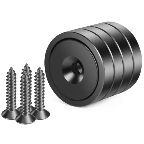 Miniatura 29 de Neosmuk Imanes con Tornillos, Imán de Disco de Neodimio Fuerte de 130 libras con Agujeros en el Centro, Imán de Copa con Orificio de Montaje