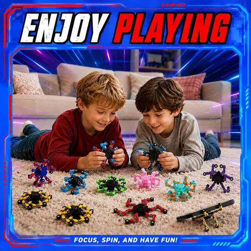 Miniatura 6 de 9 piezas transformables Fidget Spinners, cadena deformable sensorial Fidget DIY Robot Spinner Sensory para niños, juguetes Fidget para recuerdos