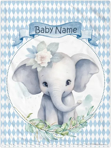 Miniatura 10 de Manta de bebé personalizada de elefante, manta de bebé floral con nombre para niñas, mantas de recepción de felpa suave para bebés recién nacidos
