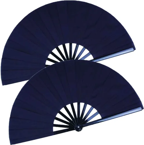 Miniatura 13 de Paquete de 2 ventiladores de mano plegables grandes, ventilador chino rojo de Kung Fu Tai Chi Chi, ventilador de tela de nailon para hombres