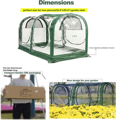 Miniatura 3 de Porayhut Tienda de invernadero portátil, fácil instalación, casa de flores de jardinería y cuarto de sol para plantas con cubierta de PVC, 71" x