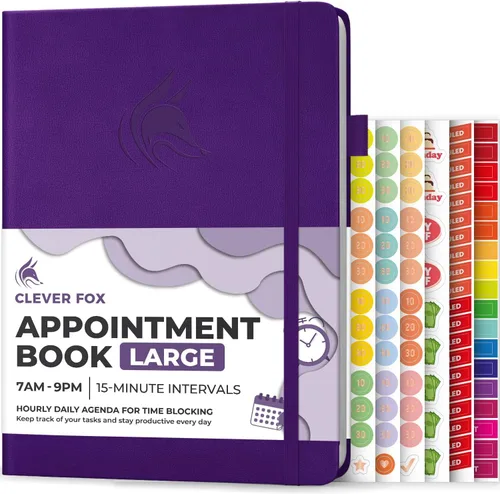 Miniatura 8 de Clever Fox Libro de Citas – Planificador de Horarios por Horas con Incrementos de 15 Minutos – Planificador de Bloques de Tiempo para Trabajo Diario