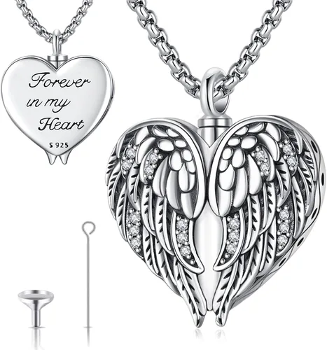 Collar de alas de ángel de plata de ley 925 con colgante de ángel de la guarda con dije de ángel, joyería de regalo para mujeres, niñas y hombres