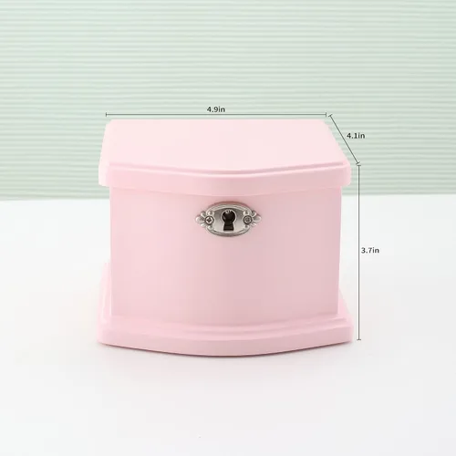 Miniatura 6 de Joyero musical de bailarina rosa con espejo y cerradura para niñas, baúl de música rosa para niños, regalo para Navidad, Año Nuevo, cumpleaños