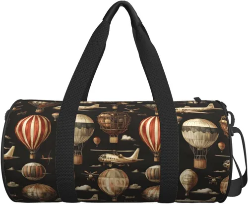 Miniatura 7 de Large Duffle Bag for Travel - Retro Airplane Hot Air Balloon Print Gym Bag for Women Men, Travel Foldable Bags for Women Men with Zippered Multiple