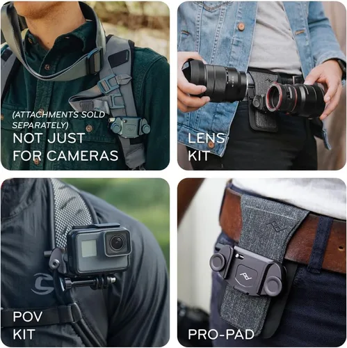 Miniatura 5 de Peak Design Clip para cámara de captura V3, negro con placa, sostiene DSLR, compacto y cuerpo de disparo, seguro, estable y accesible, se fija a