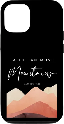 iPhone 12/12 Pro Faith Can Move Mountains - Funda cristiana inspiradora Mateo 17 20
