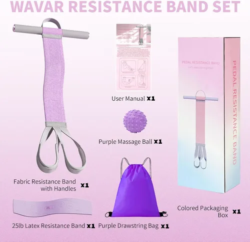 Miniatura 8 de Banda de resistencia de tela con asas antideslizante para pedal de pie para mujeres, banda de fitness de cuerpo completo de 120 libras