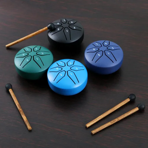 Miniatura 3 de EASTROCK Mini Tambor de Lengua de Acero para Niños 3 Pulgadas 6 Notas Instrumento de Percusión Handpan Clave de Do con Mazos, Libro de Música Violeta