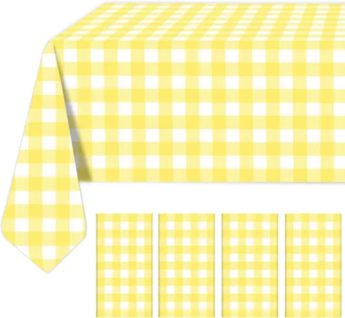 Miniatura 24 de Paquete de 2 manteles a cuadros blancos y negros de 54 x 108 pulgadas, desechables, de plástico, con bandera de carreras, impermeable, rectangular