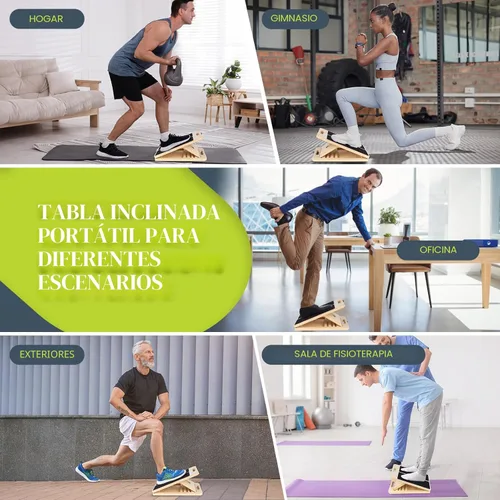 Miniatura 7 de Slant Board for Calf Stretching, Adjustable Portable Wooden Incline Board for Calf Stretcher with Training Poster, 300 Lbs Weight Capacity Calf