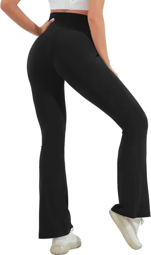Miniatura 2 de HEGALY Leggings acampanados de maternidad para mujer sobre el vientre, pantalones casuales de yoga para embarazo, con bolsillos, suaves como