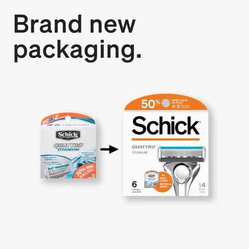 Miniatura 2 de Schick Quattro - Recambios de titanio Schick Quattro, repuestos de maquinilla de afeitar para hombre, 6