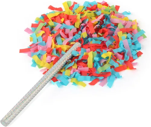 Miniatura 11 de BATTIFE Paquete de 7 varitas de confeti, palitos de papel de seda de colores, disparos de confeti para bodas, celebraciones, aniversarios, Colorido