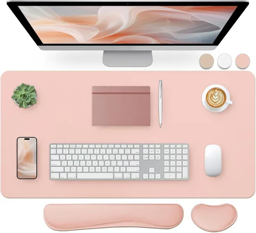 Miniatura 57 de Bloss Almohadilla de escritorio de cuero y reposamuñecas para teclado, alfombrilla grande para mouse + almohadilla para teclado + soporte de muñeca