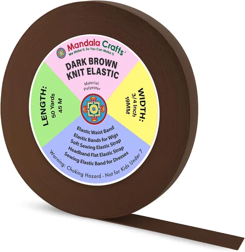 Miniatura 52 de Mandala Crafts Carrete de bandas elásticas anchas de 1/2 pulgada color beige para cinturas de pantalones, costura y manualidades DIY, 88 yardas