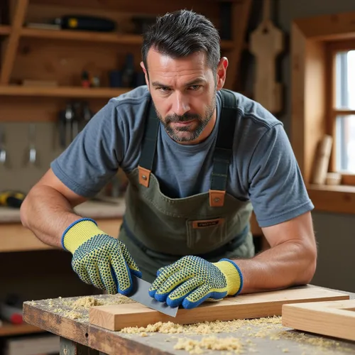 Miniatura 4 de G & F Products Guantes de trabajo de punto Kevlar resistentes a los cortes medios amarillos 1670M