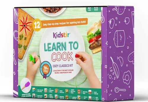 KIDSTIR Kit de cocina Learn to Cook Kids | 12 deliciosas recetas aptas para niños y herramienta de cocina de tamaño infantil | Instrucciones fáciles