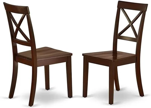 East West Furniture BOC-MAH-W Boston - Sillas de comedor con respaldo cruzado de madera, juego de 2, caoba