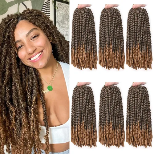 Miniatura 23 de Xtrend - Cabello trenzado de ganchillo con rizos de resorte, color rojo cobrizo, 12 pulgadas, para rizos de mariposa de imitación, extensiones