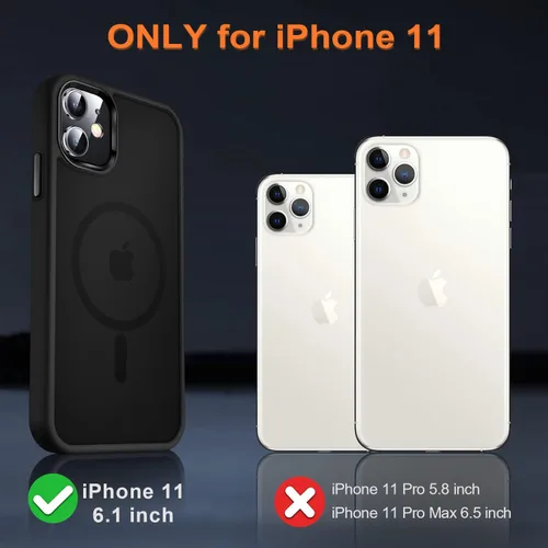 Miniatura 2 de Fuerte magnético para iPhone 11, compatible con Magsafe, [resistente a caídas de 13 pies] Funda trasera translúcida mate con sensación de piel